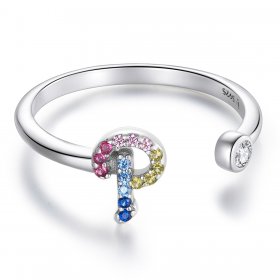 PANDORA Style Colorful Letter-P Open Ring - SCR723-P