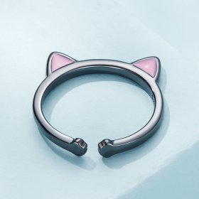 Pandora Style Black Cat Ears Open Ring - SCR922