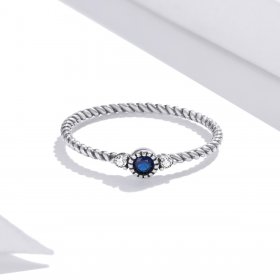 Pandora Style Silver Ring, Blue Stone - SCR693
