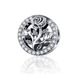 Silver Rose Flower Charm - PANDORA Style - SCC1189