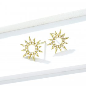 Pandora Style 18ct Gold Plated Stud Earrings, Sun - BSE256