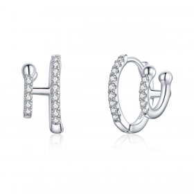 Pandora Style Silver Hoop Earrings, Shining - SCE1118