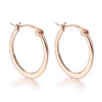 Rose Gold Hoop Earrings - PANDORA Style - SCE478
