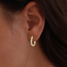 Pandora Style Small Hoop Plain Silver Hoop Earrings - SCE1608-SB