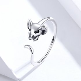 Pandora Style Silver Open Ring, Cute Mouse - SCR632