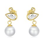 PANDORA Style Swan Shell Beads Stud Earrings - BSE548