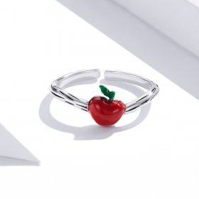 Pandora Style Silver Open Ring, Apple, Multicolor Enamel - SCR708