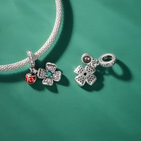 Pandora Style Lucky Clover Ladybug Pendant Charm - SCC2523
