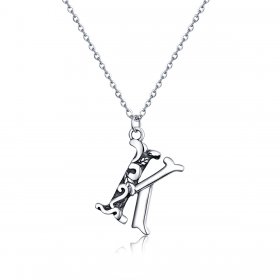 Silver Lucky Letter K Necklace - PANDORA Style - SCN403