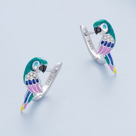 Pandora Style Parrot Hoop Earrings - BSE829