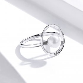 Pandora Style Silver Open Ring, Gentle Shell Bead - SCR664