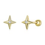 Pandora Style 18ct Gold Plated Stud Earrings, Golden Stars - SCE1117
