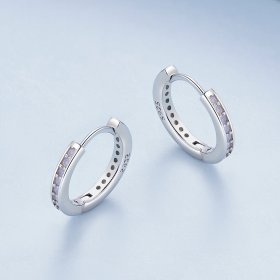Pandora Style Pink Opal Hoop Earrings - BSE875