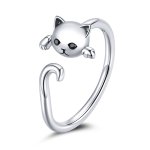 Pandora Style Silver Open Ring, Cute Cat - SCR707