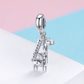 Pandora Style Silver Bangle Charm, Cute Giraffe - SCC976