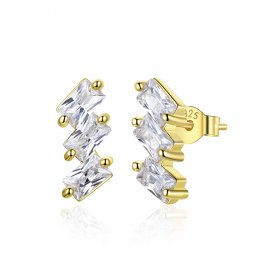 Pandora Style 18ct Gold Plated Stud Earrings, Solid - SCE1051-B