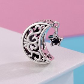 Pandora Style Silver Charm, Moon and Star - SCC483