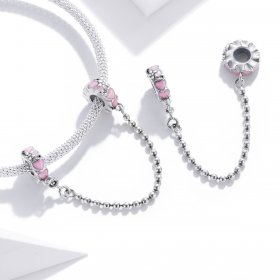 Pandora Style Silver Charm, Love Daisy, Pink Enamel - SCC1799