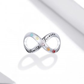 Pandora Style Silver Charm, The Paw Print of Love, Multicolor Enamel - SCC1849