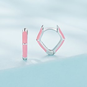 Pandora Style Pink Diamond Hoop Earrings - SCE1569-PK