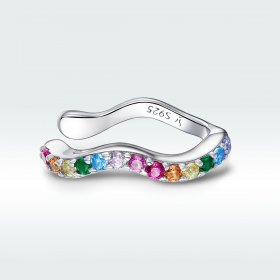 Pandora Style Silver Ear Clip, Rainbow - SCE894