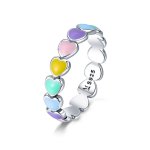 Silver Rainbow Heart Ring - PANDORA Style - SCR444