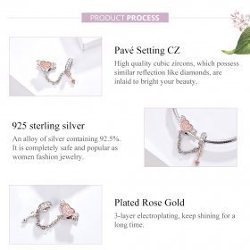 Pandora Compatible Silver & Rose Gold Arrow of Cupid Safety Chain - SCC1208