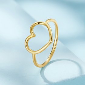 Pandora Style Gold Heart Shaped Ring - SCR641-B