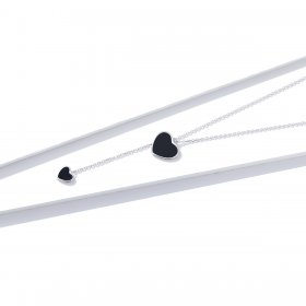 PANDORA Style Black Heart Necklace - BSN095