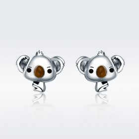 Silver Cute Koala Stud Earrings - PANDORA Style - SCE381