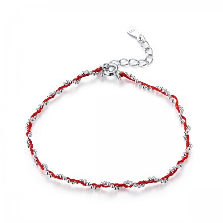 Silver & Red Rope Bracelet - PANDORA Style - SCB173-Rd