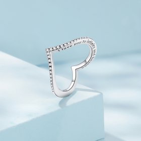 Pandora Style Heart Wishbone Ring - SCR856