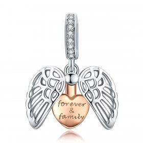 Pandora Compatible Silver & Rose Gold Forever & Family Dangle - SCC1299