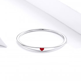 Pandora Style Silver Ring, Simple Love, Red Enamel - SCR620