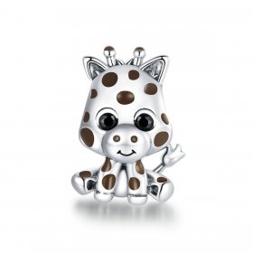 Pandora Style Silver Charm, Baby Giraffe, Multicolor Enamel - SCC1691