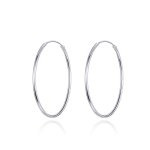 Pandora Style Silver Hoop Earrings, Simple Line - SCE710