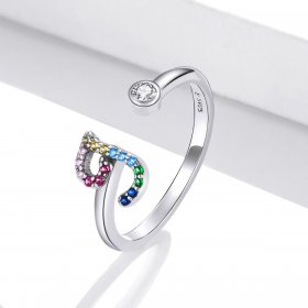 PANDORA Style Colorful Letter-J Open Ring - SCR723-J
