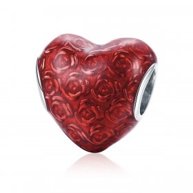 Silver Rose Heart Charm - PANDORA Style - SCC1064