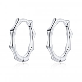 Pandora Style Silver Hoop Earrings, Bamboo - SCE988