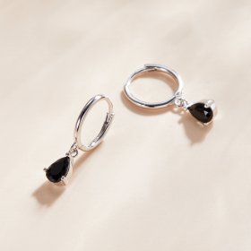 Pandora Style Silver Dangle Earrings, Drop - SCE1018-BK