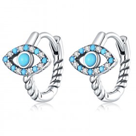 PANDORA Style Turquoise Devil Eye Hoop Earrings - SCE1418