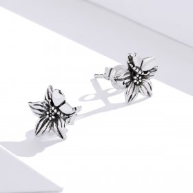 Pandora Style Silver Stud Earrings, Butterfly Love Flowers - SCE887