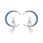 Pandora-style Moon Cat Stud Earrings - SCE1609