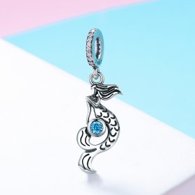 Pandora Style Silver Bangle Charm, The Thought of Mermaids - SCC824