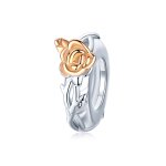 Pandora Style Two Tone Spacer Charm, Bicolor Lover Rose Flowers - BSC146