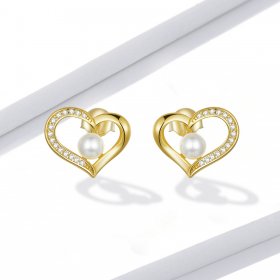 PANDORA Style Love Shell Beads - Simple Stud Earrings - BSE550-B