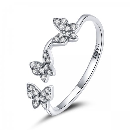 Pandora Style Silver Open Ring, Butterfly - SCR704