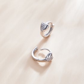 Pandora Style Silver Hoop Earrings, Bright Love - SCE1109