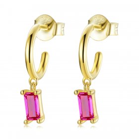 PANDORA Style Colorful Cubic Zirconium - Pink Drop Earrings - SCE1242-RD