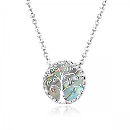 Pandora Style Silver Necklace, Colorful Tree of Life, Multicolor Enamel - SCN433